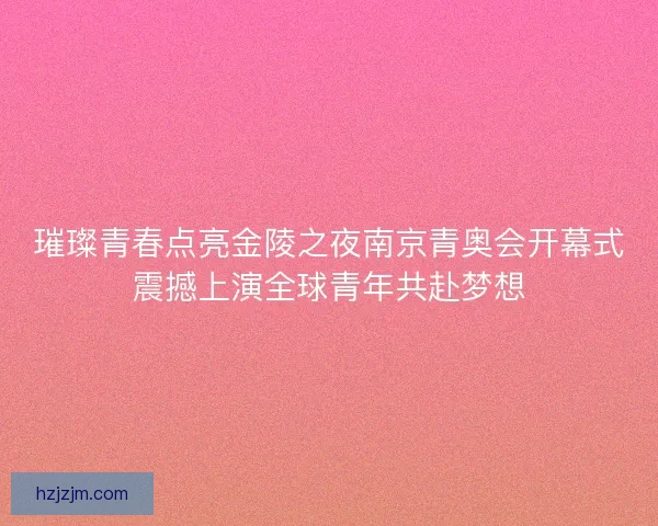 璀璨青春点亮金陵之夜南京青奥会开幕式震撼上演全球青年共赴梦想